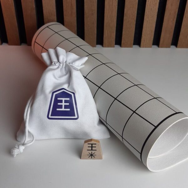 International / Westernized Shogi Set with Arrows and Japanese 1-Kanji - Pieces and PU Leather Board
