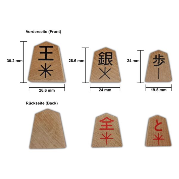 International / Westernized Shogi Set with Arrows and Japanese 1-Kanji - Pieces and PU Leather Board